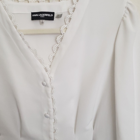 Karl Lagerfeld Tops - Karl Lagerfeld Button Down Blouse Cinch Waist